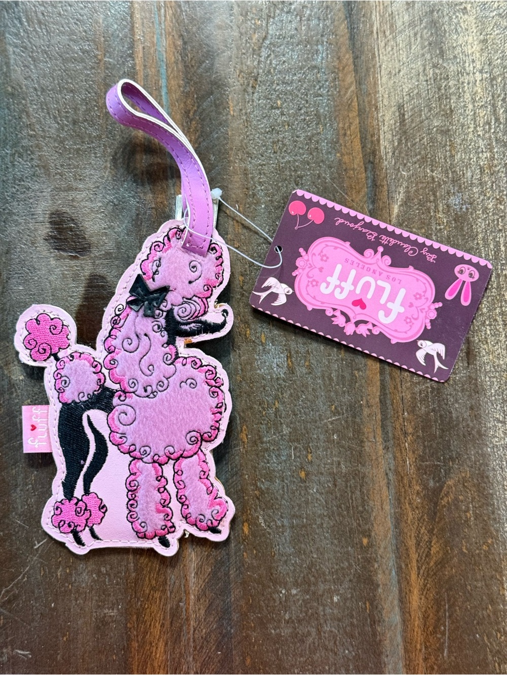 fluff Los Angeles Whimsical Pink Poodle Dog Luggage Tag NWT